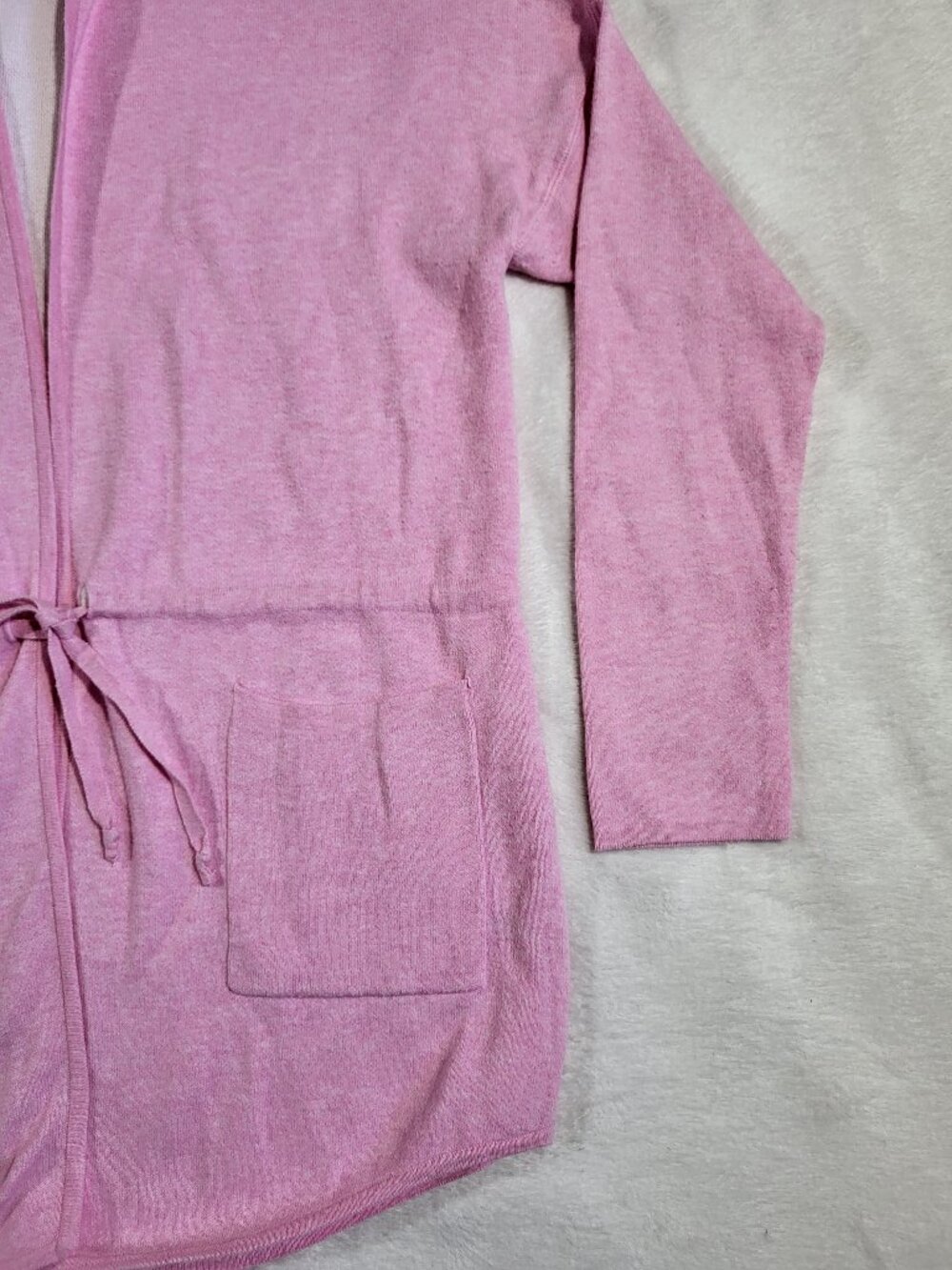 Kinross Cashmere Light Pink Cotton Cashmere Long Sleeve Hooded Cardigan - Size L - Picture 3 of 10